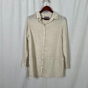 Tahari 100% Linen Tunic Top Women's M